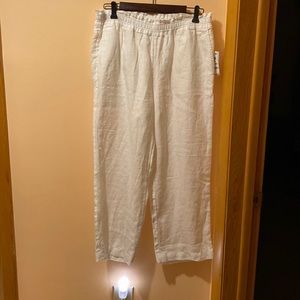 Charter Club Wide Leg White Linen Pants NWT Sz M